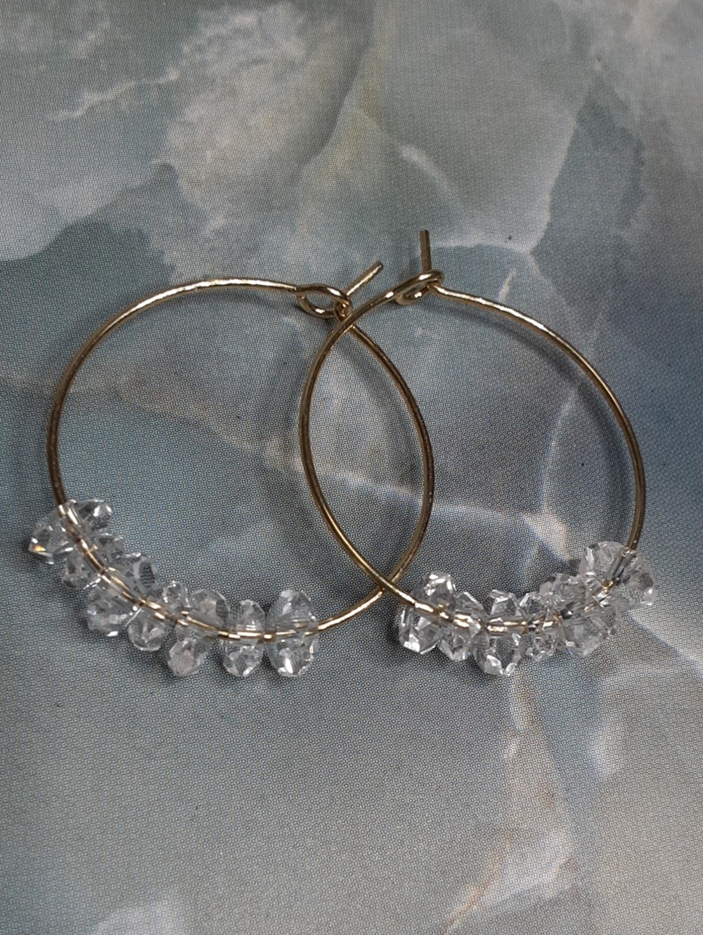 G. Stainless Steel Genuine Herkimer Diamond Quartz Hoops, Small. PRICE IS FIRM.